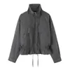 Atacado de roupas femininas transfronteiriças 2026 AliExpress mais vendido moda casual retrô jaqueta xadrez com zíper gola alta