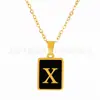 Colar Pingente Medalha Retangular Novo Estilo Europeu e Americano com 26 Letras, Gargantilha de Corrente Cobra Grossa com Design Único