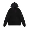 Sudadera con capucha de punto grueso con forro polar, manga larga, estilo europeo y americano, para cruzar fronteras, color liso, con insignia, para hombres y mujeres, isla de amantes