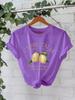 Camiseta de algodão puro verão europeu e americano manga curta gola redonda comércio exterior transfronteiriço padrão de limão americano estampado camiseta feminina fábrica de comércio exterior
