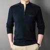 [Forrado com fleece interno] Suéter de Lã com Toque Suéter de Lã para Homens de Meia-Idade e Idosos Pai Inverno Zíper Suéter Tricotado Outono e Inverno