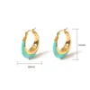 Brincos Justop Europeus e Americanos Retrô Banhados a Ouro Real Brincos Vazados com Gota de Óleo Ciano Brincos Ins Personalizados Brincos