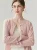Estilo minimalista~Suéter cardigã de gola redonda 100% caxemira pura feminino solto malha simples cor sólida peça externa top