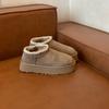 Botas de Nieve Lan Gui con Forro de Lana, Botines de Piel Suave Engrosados, Lana y Piel de Oveja Integrados, Zapatos de Algodón Gruesos con Suela para el Noreste para Mujer, Ropa de Invierno para Exteriores