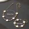 Moda Cruzada Europeia e Americana Estilo de Luxo Trevo de Quatro Folhas com Pedras Preciosas Rosa Trevo de Cinco Folhas Conjunto de Colar e Pulseira para Mulheres