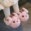 Chinelos de algodão de inverno para crianças, para meninos e meninas, quentes e de pelúcia, com design de cachorrinho, adequados para uso doméstico pai-filho, com sola grossa, com calcanhar fechado