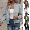 Comercio Transfronterizo Europeo y Americano de Amazon Otoño/Invierno 2026 Nueva Chaqueta de Color Sólido con Cremallera y Cuello de Béisbol Abrigo Casual para Mujer