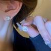 Pendientes cuadrados de circonita bañados en oro y cobre para mujer, nuevo estilo, ligeros, lujosos, de moda, con temperamento Super Flash, pendientes de aguja de plata 925.