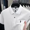 Camisa Polo de Algodão Puro com Logo de Pônei Camiseta Masculina de Manga Curta Verão Gola Bordada Casual Solta Camiseta Top Paul