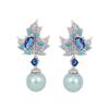 Pendientes retro transfronterizos de alta calidad al por mayor, elegantes y elegantes pendientes de perla de hoja de arce con diseño de nicho francés de alta calidad