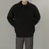 Suéter Masculino Outono/Inverno Estilo Retro Hong Kong Versátil Gola Alta Moda Masculina Estilo Old Money Japonês Pulôver Malha Canelada