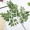 Hojas de Lingxiao Simuladas, Plantas Verdes, Hojas, Flores de Boda, Decoración Suave para Salón de Bodas, Flores de Seda, Hojas Decorativas para Arco, Comercio Exterior Transfronterizo
