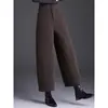 Pantalones de pierna ancha de lana con corte curvo estilo capullo de moda de este año, pantalones casuales para mujer, nuevos estilos otoño/invierno, populares para figura de pera, que rejuvenecen
