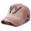 Boné de Baseball com Bordado de Letras Degradê Lavado Novo Vintage Transfronteiriço, Boné Simples e Versátil de Bico de Pato para Street Fashion