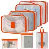 Bolsa de Almacenamiento de Viaje de Malla Seleccionada Cuidadosamente Set de 7 Piezas para Labial Maquillaje Artículos de Tocador Bolsa Plegable de Organización Bolsa de Equipaje con Cordón