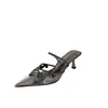 Zapatos de tacón alto de nuevo estilo europeo y americano 2026 para mujer, Sandalias de verano con tacón fino, punta fina, boca poco profunda, correa de tobillo elegante, punta cerrada
