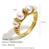 Joyería de Acero Inoxidable, Popular en Europa y América, Estilo Nuevo, Nicho, Accesorios de Mano de Lujo Ligero, Chapado en Oro de 18 Quilates, Anillo de Lujo con Perla de Imitación