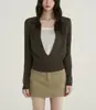 Colección Algas Nieve Reino AlgajSuéter de punto de alta calidad para mujer, imitación de dos piezas con cuello, para primavera y otoño