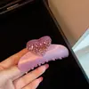 Pinza para el Cabello de Acetato Coreana de Alta Gama con Forma de Corazón Completamente Diamantada, Elegante y de Moda Pinza Brillante con Diamantes para Mujer, Pinza de Tiburón para Recogido Parcial en la Parte Posterior de la Cabeza