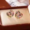Brincos Coloridos de Zircônia Estilo Boêmio Design de Nicho Europeu e Americano Brincos Modernos de Alta Qualidade Brincos Dopamina de Verão