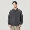 Nova Blusa de Moletom Masculina com Gola Botão para Outono/Inverno 2026, Moda High Street Americana de Manga Longa, Top Tendência Estilo Hong Kong para Homens