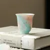 Taza de Cerámica para Cata de Té de Orquídea Pintada a Mano Color Bajo Esmalte Taza de Té Bloque de Color Azul Polvo Nuevo Estilo Chino Gongfu Juego de Té Taza de Anfitrión