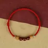 Pulsera de Madera de Durazno para Protección, Pulsera de Hilo Rojo Cinabrio, Hilo Multicolor para Mujeres y Hombres, Pulsera Tejida del Año de Nacimiento para Protección y Calma