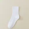 Calcetines de algodón para hombre sin costuras, doble costura, longitud media hasta la pantorrilla, para primavera y otoño, color liso, transpirables, casuales, de vestir, calcetines para hombre Zhuji al por mayor