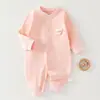 Mameluco de algodón puro Clase A para bebé para primavera y otoño, mameluco para recién nacido, estilo caballero de manga larga capa base de otoño e invierno para bebés niños