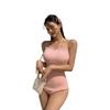 Venta al por mayor transfronteriza nuevo Corea del Sur Dongdaemun estilo ins simple niña rosa tirante traje de baño de una pieza para mujer