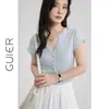 Camiseta Rosa "Guier" de Manga Curta com Ombro Direito para Mulheres, Novo Estilo Verão 2026, Simples, Casual, Versátil, Top Justo