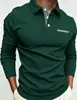 Comércio Exterior Transfronteiriço Camisa Polo Masculina de Manga Longa Cor Lisa Impressão Digital Versátil Moda Masculina