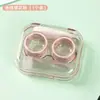 Estojo para lentes de contato, estojo colorido para lentes, caixa de armazenamento portátil, múltiplos pares, design simples e minimalista, toque de alta qualidade, auxílio para inserção de lentes, formato do olho
