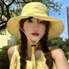 Sombrero de Sol de Ala Ancha a Cuadros Fresco y Sencillo para Proteger del Sol en Verano, Estilo Delgado Transpirable con Correa a Prueba de Viento, Sombrero Bucket Casual Versátil para Primavera y Verano