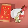 Chaveiro de Pônei de Desenho Animado Banhado a Ouro com Folha de Ouro, um Pingente de Bolsa Rápido-Rico-Fique-Rico-em-um-Flash, Presente de Bênção de Ano Novo para o Ano do Cavalo