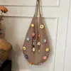 Bolso de punto rojo estilo coreano para salidas festivas, bolso de hombro de punto casual para la playa del verano 2026