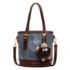 Bolso de Cubo Retro de Gama Alta con Costuras en Color de Contraste para Mujer 2024 Nuevo Bolso de Mano Simple Nicho Estilo Occidental Bolso Bandolera