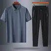 Traje Nuevo 2022 Ropa Juvenil para Hombre Camisa de Solapa de Manga Media para Hombre Traje Casual de Color Sólido