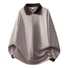 Sudadera con capucha térmica de manga larga a rayas con cuello alto para Otoño/Invierno, cálida, casual, con base de terciopelo