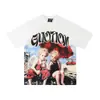 Marca Americana da Moda Tops de Verão para Casal Estampado com Strass Emoção Mista Camiseta de Manga Curta Ins