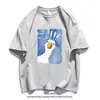 Camiseta de manga corta de algodón puro, modelo nuevo 2026, estilo americano, verano, unisex, cuello redondo, corte holgado, casual, manga corta, manga tres cuartos