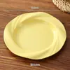 Plato Sencillo Estilo Crema Comida Occidental Pasta de Gama Alta Plato para Ensalada Postre en Casa Plato Creativo para Frutas Snacks