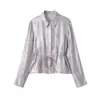 Camisa Elegante de Moda para Mujer 2026 Estilo Europeo y Americano Transfronterizo Manga Larga Efecto Brillante Cintura Delgada 4387806