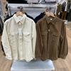 Single Japonés Otoño 2022 Nuevo Ropa para Parejas de Hombres y Mujeres Pana Holgada Ropa de Trabajo Camisa de Manga Larga 450264