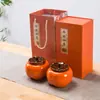 Pote de Chá de Caqui Ornamento de Cerâmica Mini Frasco Selado Pequeno Doméstico Caqui Boa Sorte Negócios Embalagem de Presente para o Festival do Meio Outono