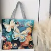 Bolso de Lona Bordado Floral para Mujer, Moderno Bolso de Hombro Grande Floral Simple Estilo Myanmar y Tailandia