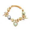 Nuevo Pulsera de Cristal con Cuentas de Flor, Libélula, Corazón de Encaje de Diamantes Verde Claro Retro de Panjia