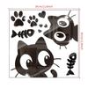 Pegatina de Espejo Acrílico Gato de Dibujos Animados Comiendo Espina de Pescado SM274 Huella de Gato Acrílica Pegatina de Espejo para Habitación Infantil