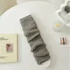 Cobre-meias de Tricô Listrados para Mulheres, Meias de Cano Médio para Primavera e Outono, Aquecedores de Perna para Botas de Neve, Meias Largas Espessas e Quentes para Outono e Inverno, Transfronteiriço