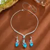 Collar y Pendientes de Piedras Preciosas con Forma de Corazón, Modernos y Lujosos, Pendientes de Lujo Ligero de Gama Alta, Pendientes Versátiles Únicos y Exagerados de Moda para Mujer